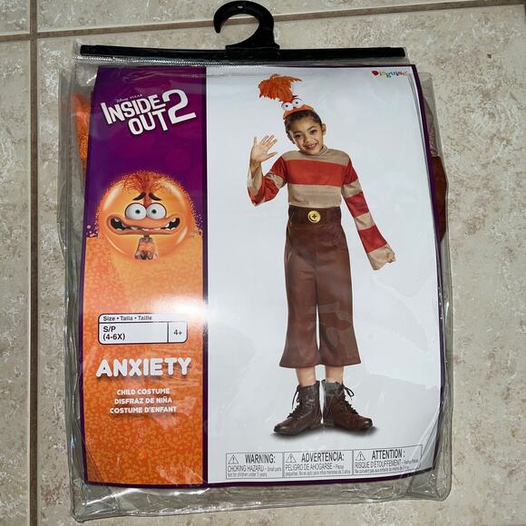 GIRLS DISNEY CLASSIC INSIDE OUT 2 ORANGE ANXIETY HALLOWEEN COSTUME S DG166209L